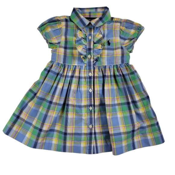 Ralph Lauren Baby Girls Tartan Plaid Dress & Matching Bloomers Set Size 12M - Picture 2 of 12